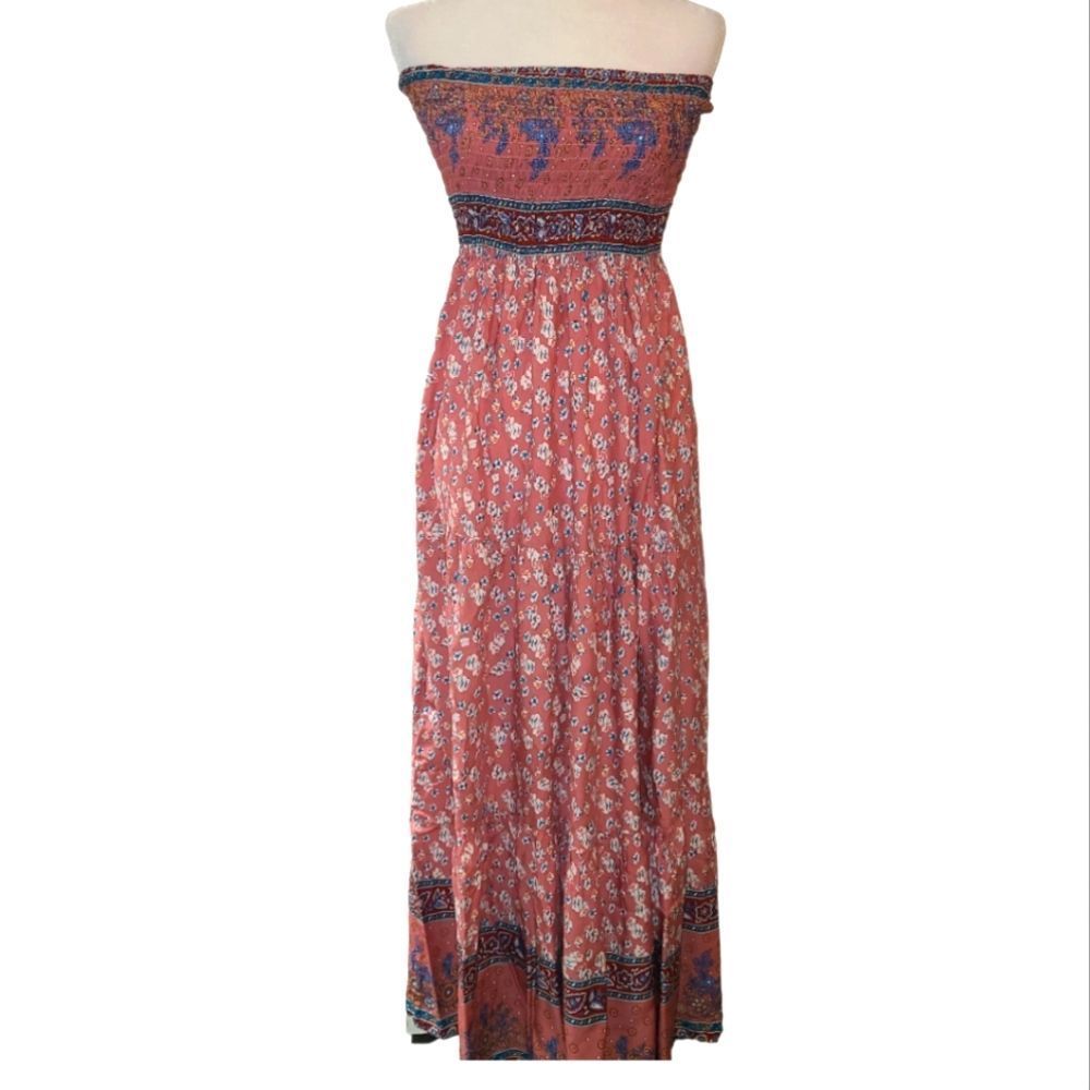 Floral Strapless Boho Maxi Dress - Picture 2 of 12
